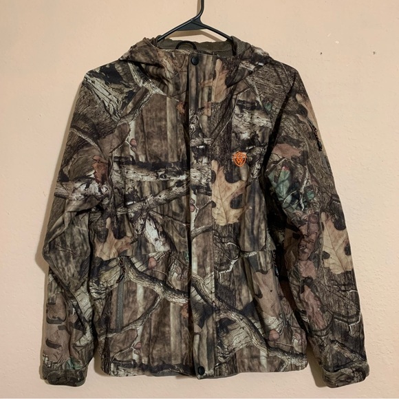 Game Winner Jacket Youth Large Brown Camo Woodland Hooded Full Zip Hunting - Picture 1 of 11